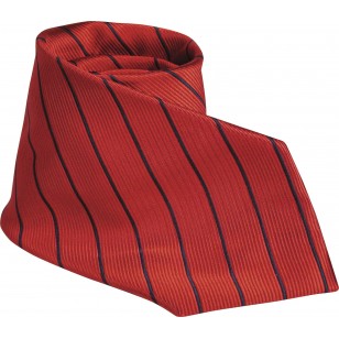 Corbata 100% seda jacquard LAMBERTTI,roja con rayas azules